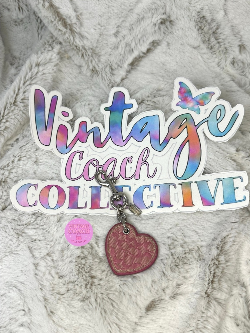 Coach pink monogram charm